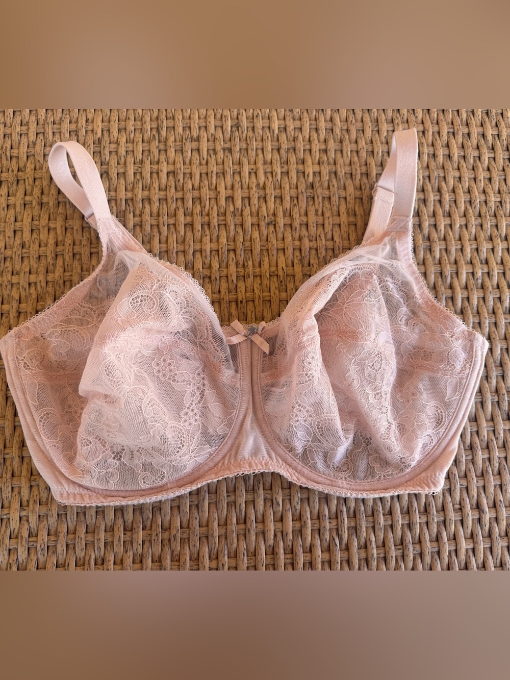 Wacoal 34 DDD  Sheer Lace Unlined Bra in Blush Pink Underwire